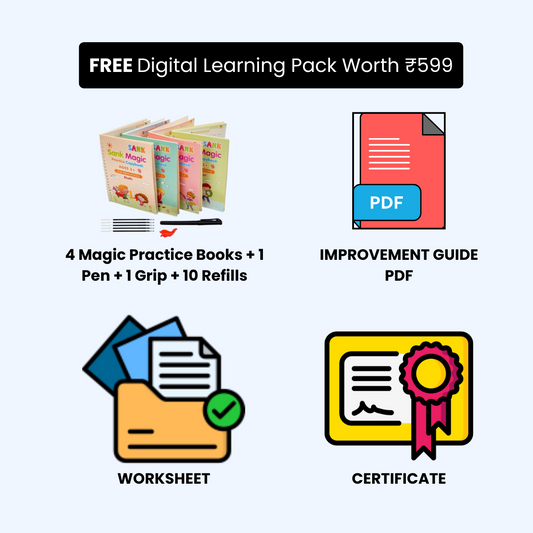 Sank Magic Practice Copybook Set of 4 + FREE 3 Learning Bonuses (Guide + Worksheets + Certificate)