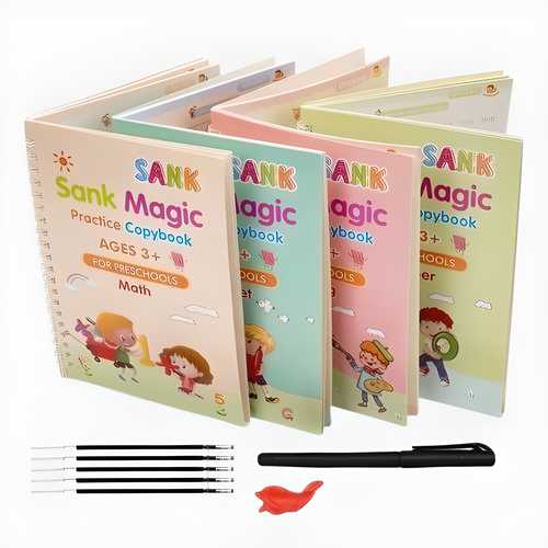 Sank Magic Practice Copybook Set of 4 + FREE 3 Learning Bonuses (Guide + Worksheets + Certificate)