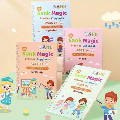 Sank Magic Practice Copybook Set of 4 + FREE 3 Learning Bonuses (Guide + Worksheets + Certificate)