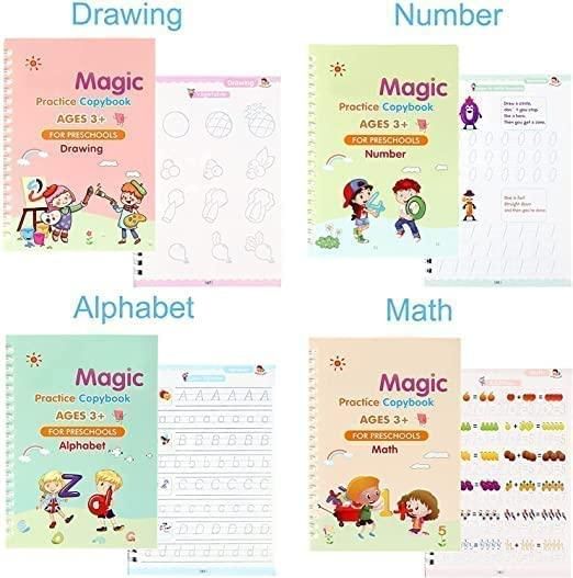 Sank Magic Practice Copybook Set of 4 + FREE 3 Learning Bonuses (Guide + Worksheets + Certificate)