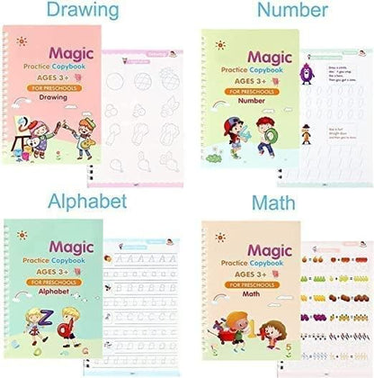 Sank Magic Practice Copybook Set of 4 + FREE 3 Learning Bonuses (Guide + Worksheets + Certificate)