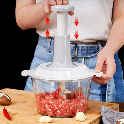 Manual Push Vegetable & Garlic Chopper – Chop in Seconds, Zero Tears!